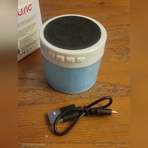 Compact Blue Portable Bluetooth Speaker with USB Cable